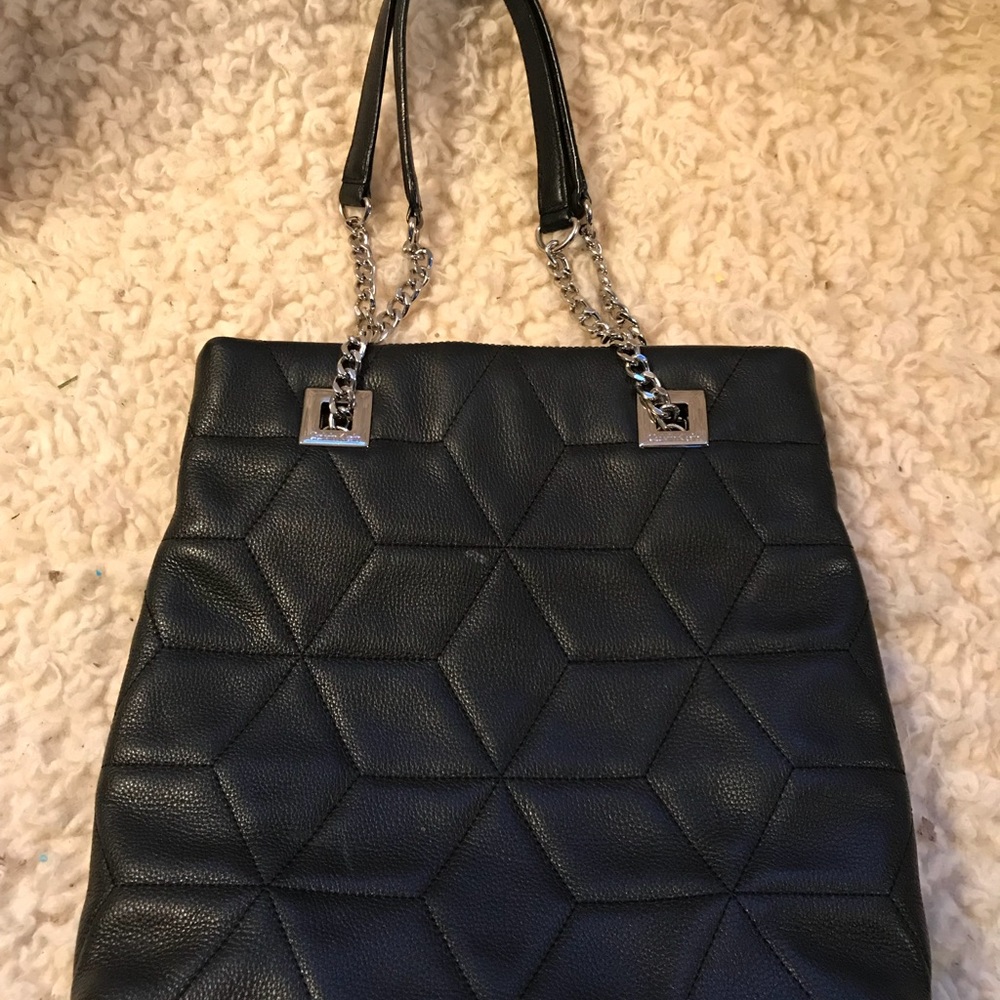Calvin Klein quilted leather tote silver hardware